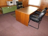 LOT: Assorted Contents of Main Office: (10) Desks, Assorted Chairs, File Cabinets, Tables, Monitors,