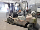 Nissan Optima 60 LP Forklift, 6000 lb. Lift Cap., Triple Mast Side Shift, S/N E549755, 27,390 Hours