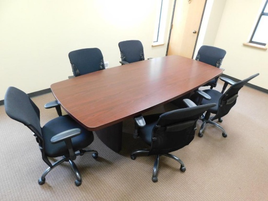 LOT: Contents of Conference Room: 8' Conference Table, (6) Office Chairs, 55" Phillips TV