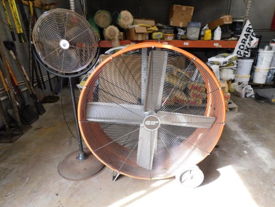LOT: (1) 42" Commercial Electric Drum Fan, (1) Pedestal Fan