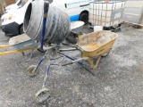 LOT: (2) Kobalt...Electric Concrete Mixers, True Temper Metal Wheel Barrel