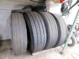 LOT: (4) Assorted Used Truck Tires, (15) Assorted Used & Unused Tires Under Pallet Racking