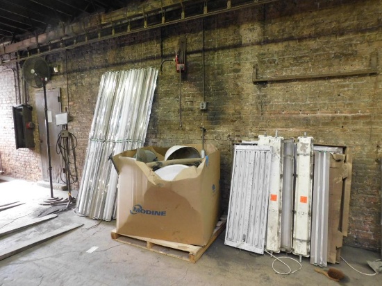 LOT: Assorted Light Bulbs, Gaylord of Light Ballasts, Work Light, Fan
