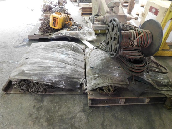 LOT: (2) Pallets Misc. Rope, Netting, Torch, Hosing, Spool of Metal Wire