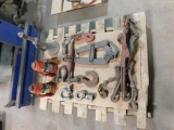 LOT: Pallet of Lifting Equipment: (2) 12-Ton Bottle Jacks, Screw Jack, Chain Binders, (2) Shackles,