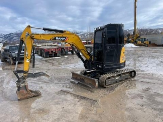 2022 Sany SY35U Mini Hydraulic Excavator S/N: SY0039CC50738, Bucket with Hydraulic Thumb, Enclosed