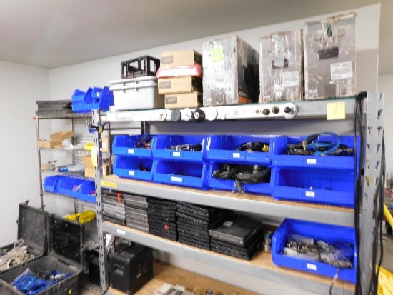 LOT: (2) Racks w/Contents of Assorted Tolteq Cable, Printers, Wall Mounts & Approx. (40) Laptops (NO