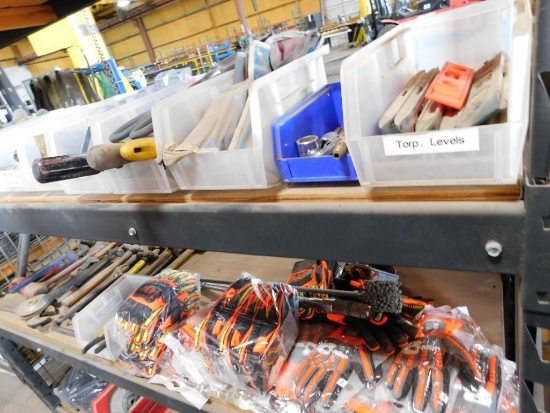 LOT (6) Racks w/Contents of Mule Shoes, Float Valves, Carbide Sleeves, Hand Tools & Assorted MWD