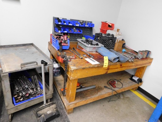 LOT: Lower End Assembly Table w/Tools, Parts & Petol, ZV35 Friction Vise