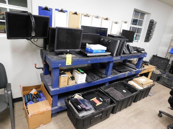 LOT: Computer Monitors, Key Boards, Hot Spots, Circuit Boards, Batteries & Laptops (NO HARD DRIVES)