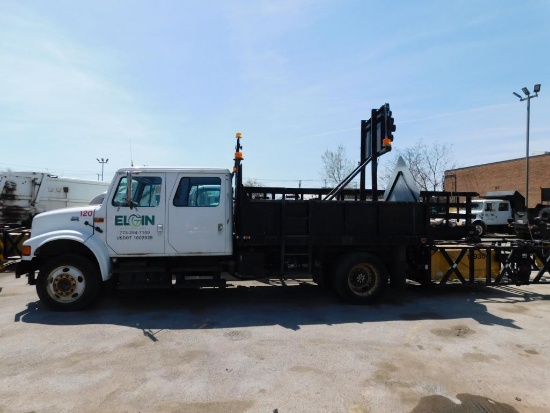 2002 International 4700 4X2 TMA Flat Bed Solid Sides Truck, Energy Absorption Systems Inc. Truck