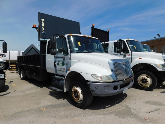 2004 International 4200 SBA 4X2 TMA Flat Bed Solid Sides Truck, Energy Absorption Systems Inc. Tr...