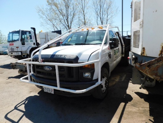 2008 Ford F-350 XL Super Duty Stake Bed Truck, VIN 1FDWX36RX8ED42952, 10' x 7.5' Bed, Powerstroke...