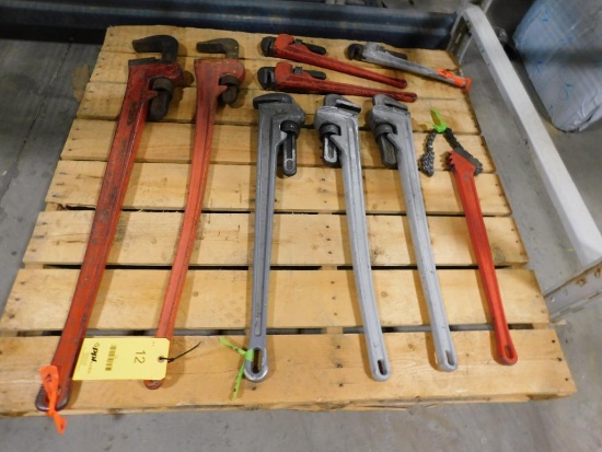 LOT: Assorted Aluminum & Steel Pipe Wrenches (LOCATED IN GREEN BLDG.)