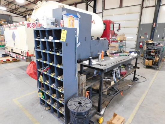 LOT: Steel Workbenches & Assorted Parts Cabinets w/Electrical Supplies & Hardware (LOCATED IN GREEN