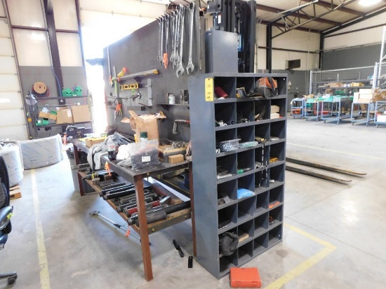 LOT: (2) Steel Workbenches & Assorted Parts Cabinets w/Electrical Supplies & Hardware (LOCATED IN