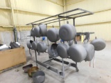 LOT: Rack w/ Assorted Propane Tank Domes (LOCATED IN POWDER COAT BLDG.)