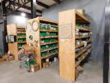 LOT: Contents of Wood Shelving Units, Large Quantity SS & Brass Valves, Fittings, Unions & Hydrau...