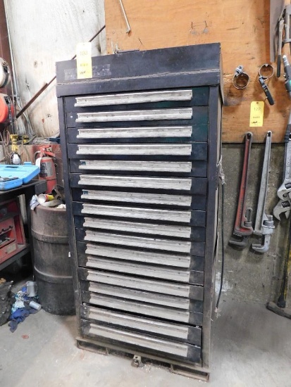 LOT: 17-Drawer Tool Cabinet w/ Contents of Assorted Wrenches, Sockets, Screwdrivers, Hammers, Pry