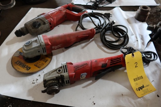 LOT: Assorted Milwaukee Tools, (2) Grinders, (1) 1" SDS Rotary Hammer (LOCATED AT: 6810 Irvington