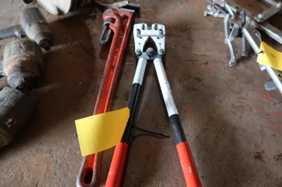 LOT: (1) Brundy MRC840 Crimp Tool, (1) 36" Rigid Pipe Wrench (LOCATED AT: 6810 Irvington Blvd.,