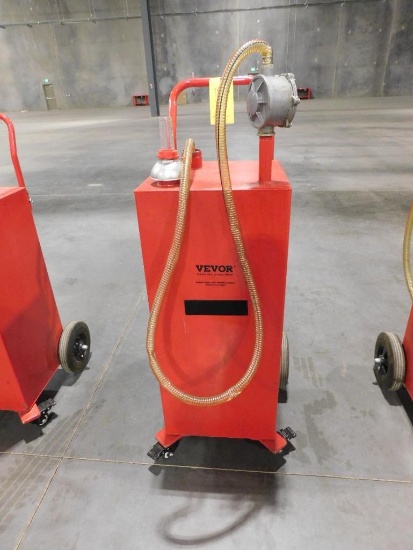 Vevor Portable Metal 30 Gallon Gas Caddy w/Manual Transfer Pump (MISSING FRONT WHEEL, NO HANDLE)