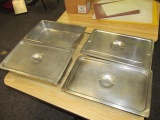 4 Stainless Steel Steam Table Food Pans w/Covers (4