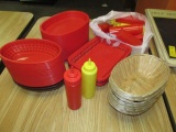 Plastic Serving Baskets - Ketchup & Mustard Bottles Lot