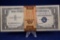 Stack of 100 Sequential Uncirculated Series 1957 B One Dollar Silver Certificates, NBT stamp -strap