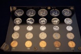1955-1973 proof sets in old Capital Holders, 1960 is doubled up with small and large date set.