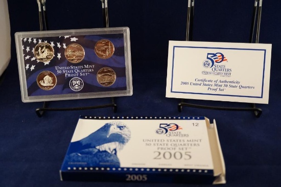 2005 United States Mint 50 State Quarters Proof Set, with box and COA