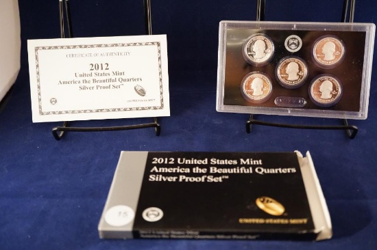 2012 United States Mint America the Beautiful Quarters Silver Proof Set, with box and COA