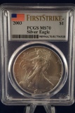 PCGS 2003 First Strike Silver Eagle MS70, an exceptional coin, check the value!