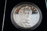 2009 United States Mint Abraham Lincoln Commemorative Silver Dollar (Proof) with boxes and COA