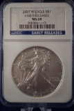 NGC 2007-w Silver Eagle $1 Early Releases MS 69
