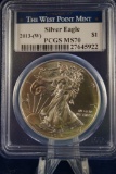 PCGS 2013-(w) Silver Eagle Struck at the West Point Mint $1 MS70