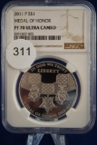 NGC 2011-p Silver $1 Medal of Honor PF 70 Ultra Cameo