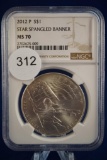 NGC 2012-p Silver $1 Star Spangled Banner MS 70