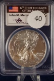 PCGS 2015-w SP70 Silver Eagle First Day Issue - Denver John M. Mercanti Signature