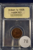 1909 Indian Cent 1c MS64 RD USCG
