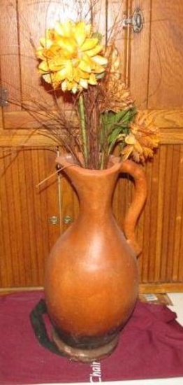 FLOWERS IN POTTERY VASE 18"