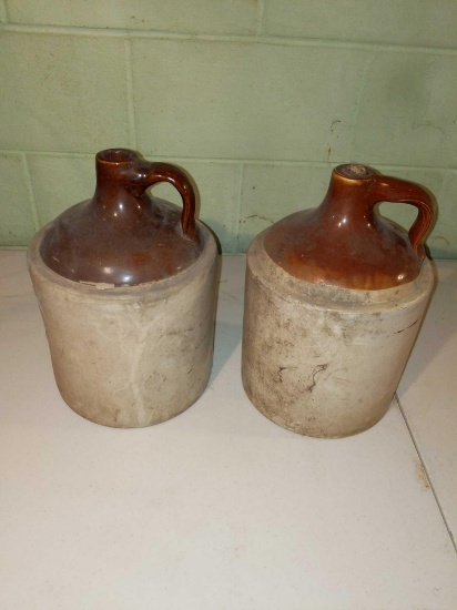 Pair of 2 Gallon Shoulder Jugs - one with damage
