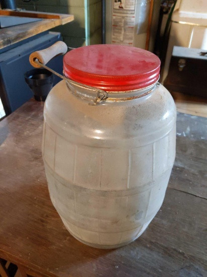 Vintage Barrel Jar w/Handle -2