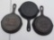 Good Health 3 Skillet 653 & 2 Cracker Barrel Old Country Store Cast Iron Skillets