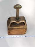 Vintage Brass & Wood Butter Press