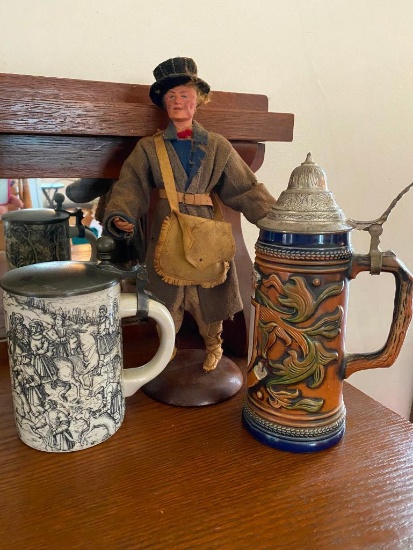 Doll 13" & 2 Steins 6"-9"