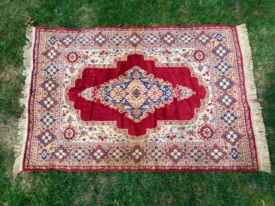 Red , Off White & Blue Rug 44"x67"