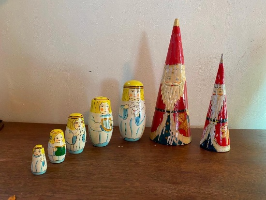 Nesting Dolls & Shephard Figurines