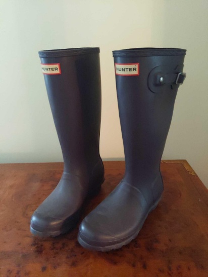 Hunter Dark Purple Rubber Boots