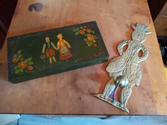 Danish Figurine Wall Hanger & Metal Box